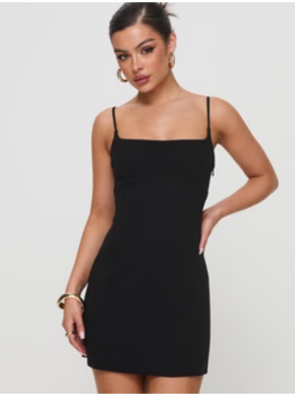 Princess Polly Rousselet Black Mini Dress Bodycon Square Neck S/M NWT